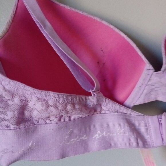 Victoria Secret PINK Light Lavender Lace Low Line Padded Bra - Picture 4 of 5
